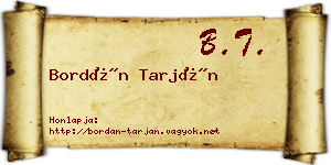 Bordán Tarján névjegykártya